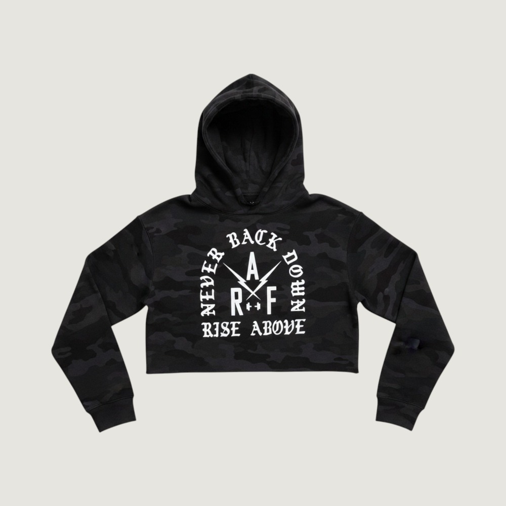 Camo‎ Cropped Hoody Moto Biker Workout ALT Punk Print Graphic Sweatshirt WMNS XS